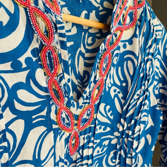 Lilly Pulitzer Sarasota Beaded Tunic Blue/White - Picture 5 of 9